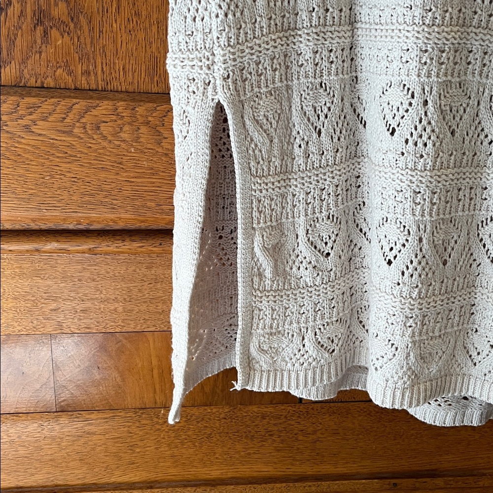 💥HP💥Womens LC Lauren Conrad Pointelle Tank Sweater Dress – Large – Cream Crochet - Picture 5 of 13